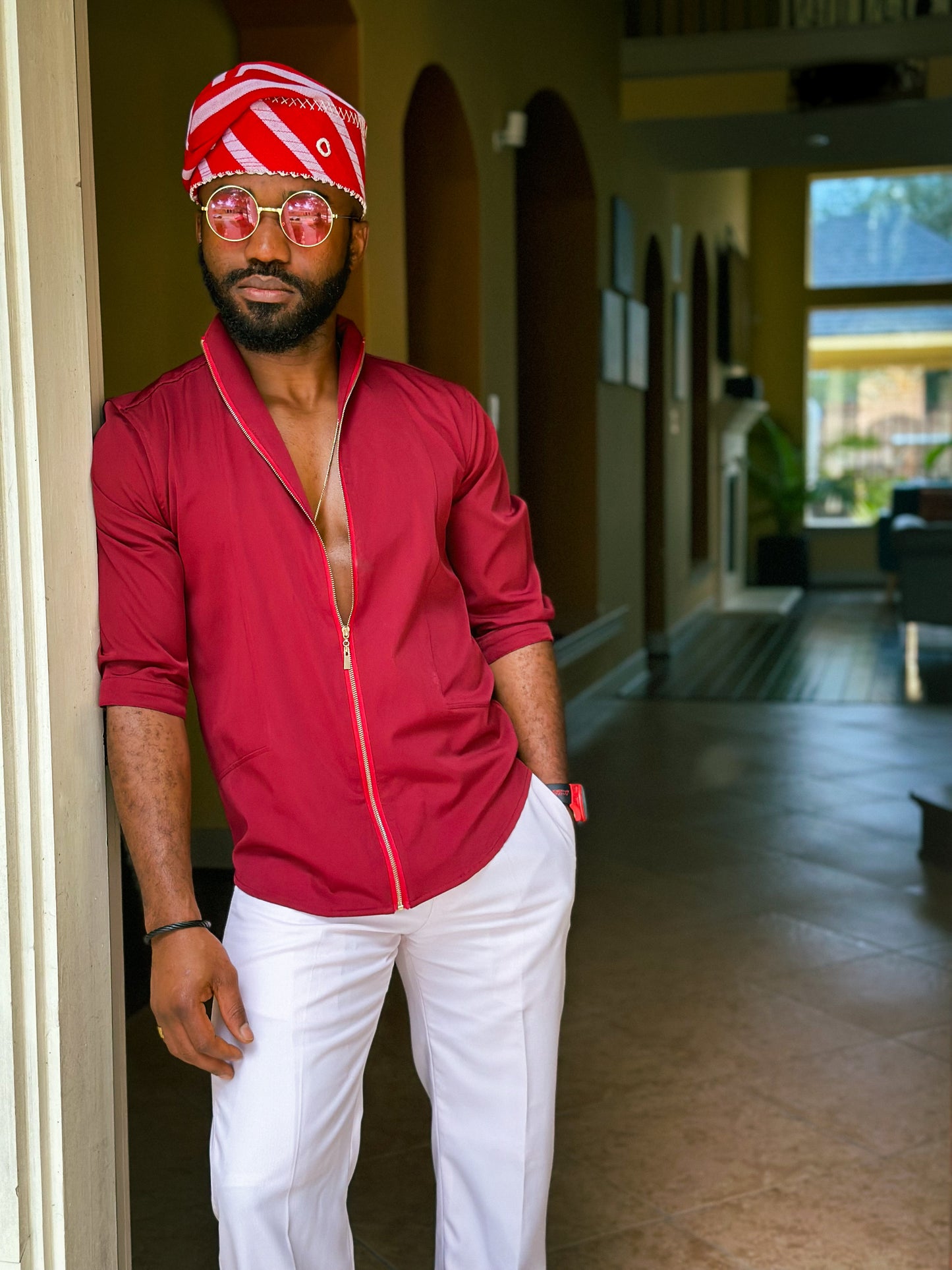 Red Zip Blouse
