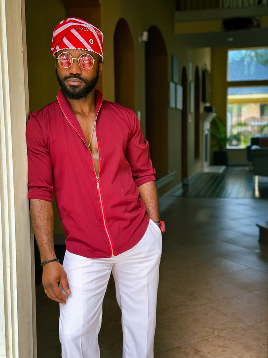 Red Zip Blouse